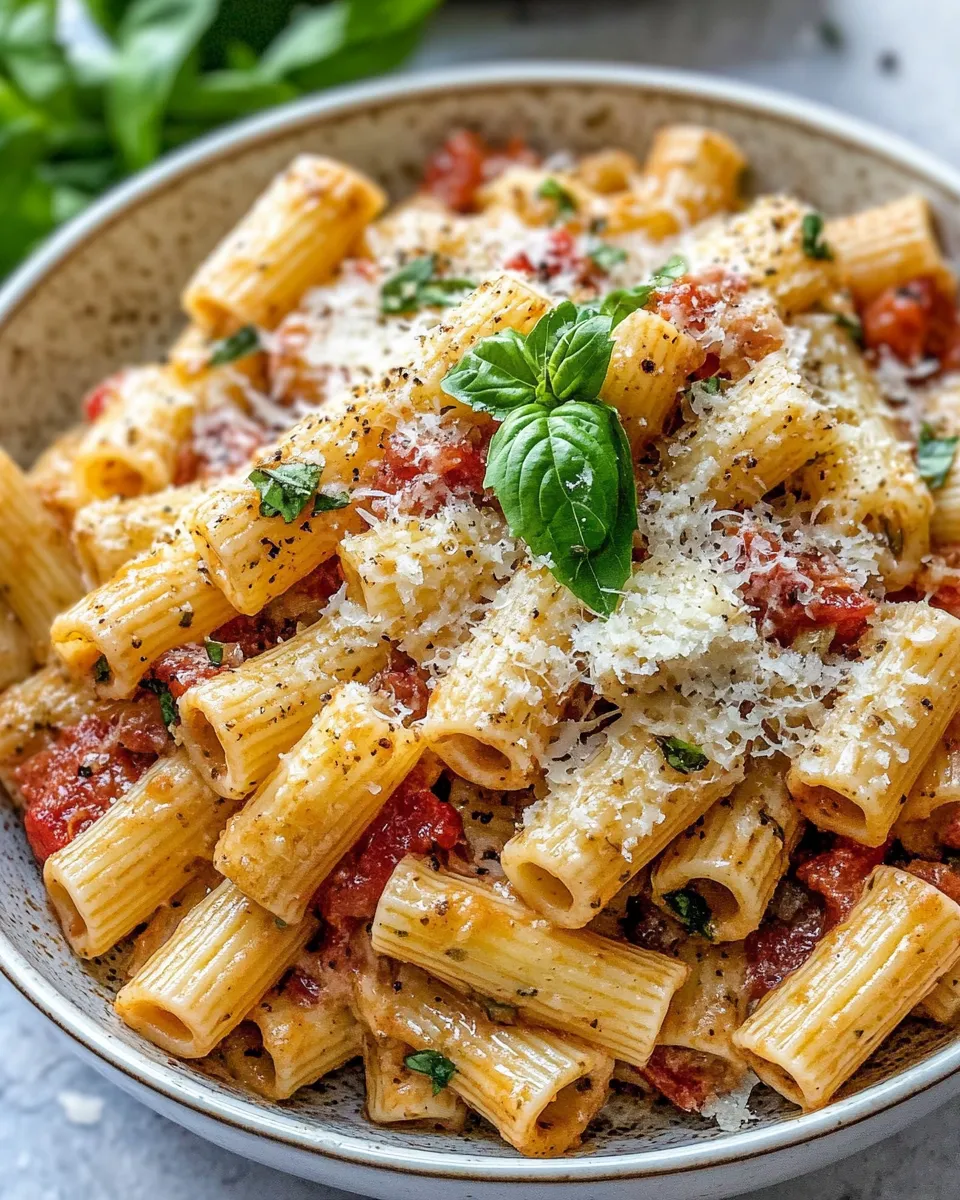 Classic Creamy Roasted Red Pepper Rigatoni with Italian Herbs dish photo