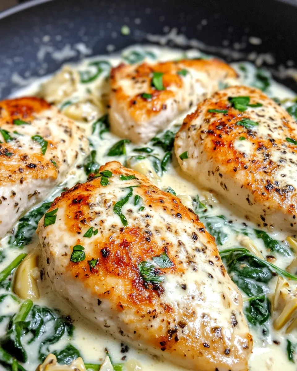 Homemade Creamy Spinach Artichoke Chicken Skillet photo