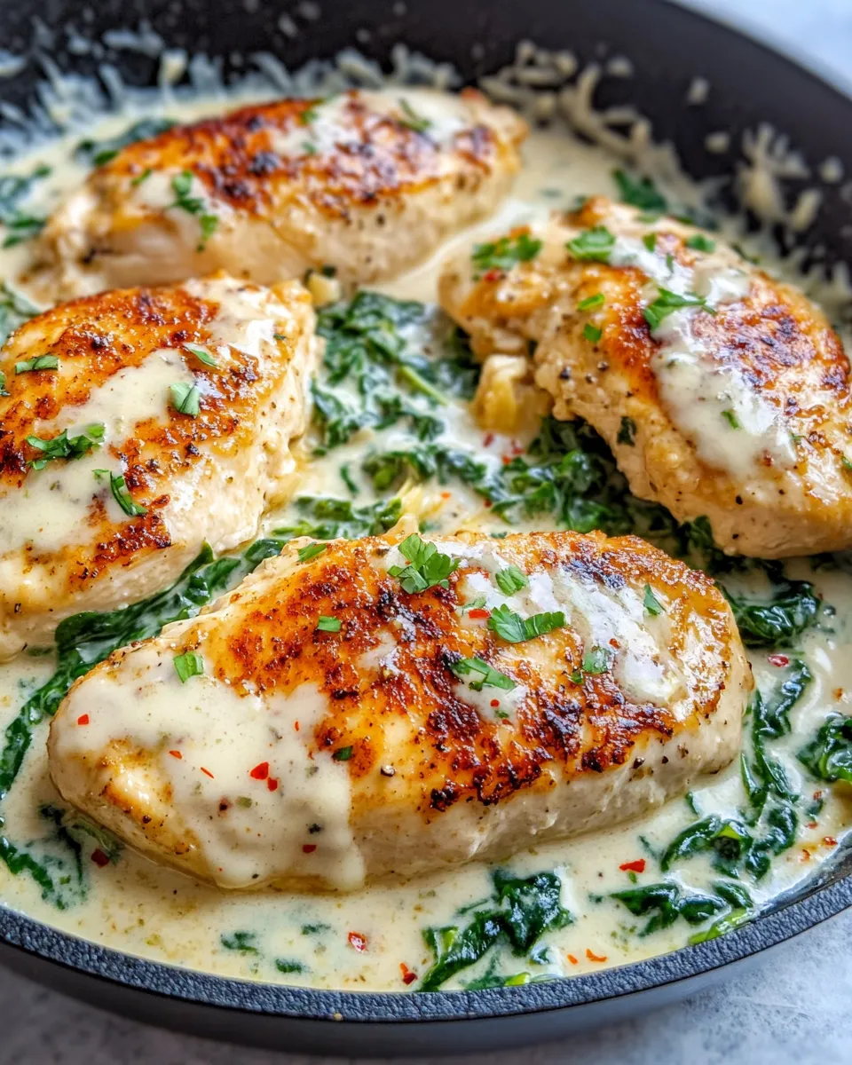 Classic Creamy Spinach Artichoke Chicken Skillet recipe image