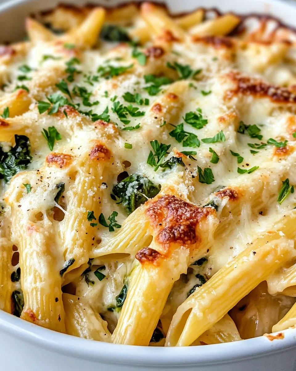 Easy Creamy Spinach Artichoke Dip Pasta Bake recipe photo