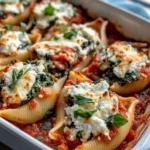 Homemade Creamy Spinach & Feta Stuffed Shells with Marinara recipe photo