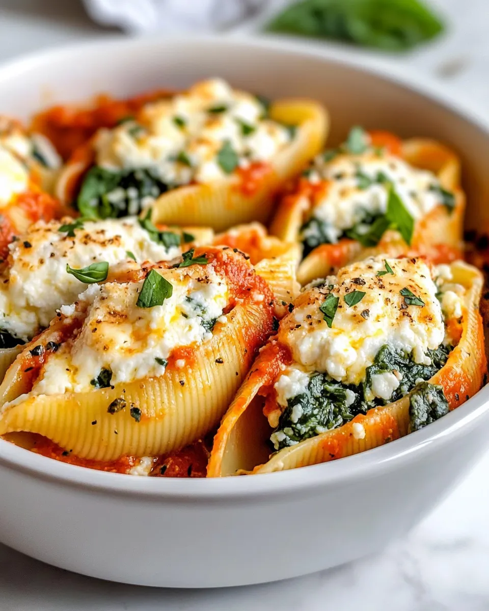 Classic Creamy Spinach & Feta Stuffed Shells with Marinara dish photo