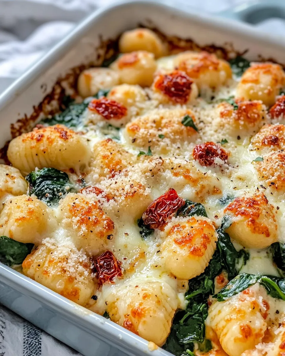 Homemade Creamy Spinach and Sun-Dried Tomato Gnocchi Bake recipe photo