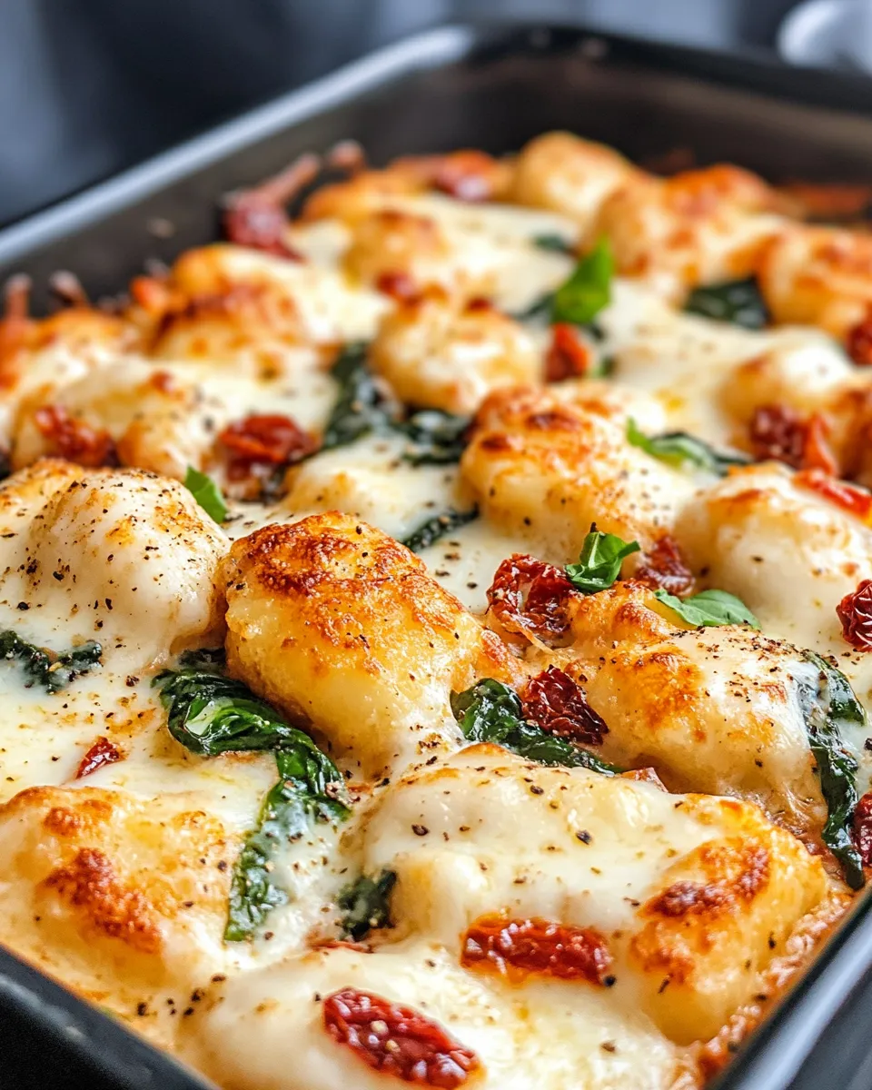 Classic Creamy Spinach and Sun-Dried Tomato Gnocchi Bake dish photo
