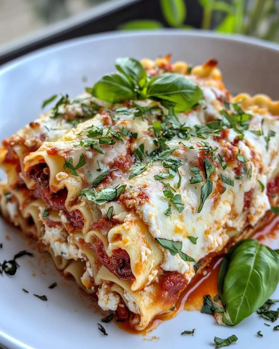 Delicious Creamy Sun-Dried Tomato Basil Lasagna Roll-Ups plate image