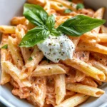 Homemade Creamy Tomato Vodka Penne with Burrata Clouds recipe photo