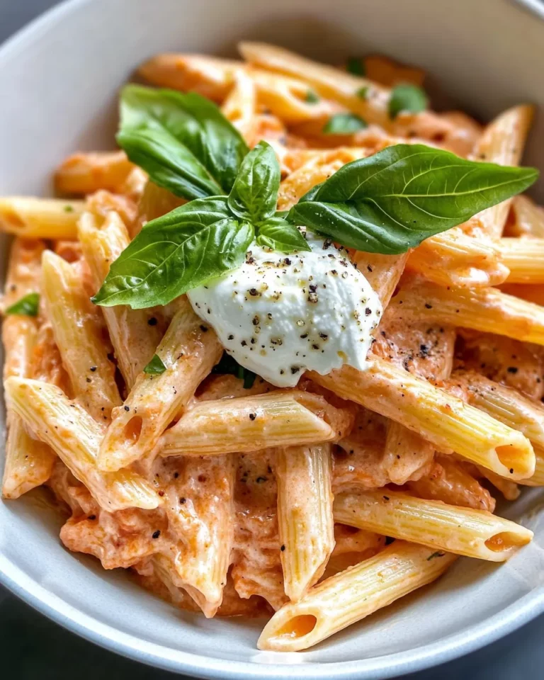 Homemade Creamy Tomato Vodka Penne with Burrata Clouds recipe photo