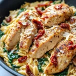 Homemade Creamy Tuscan Chicken Orzo with Sun-Dried Tomatoes recipe photo