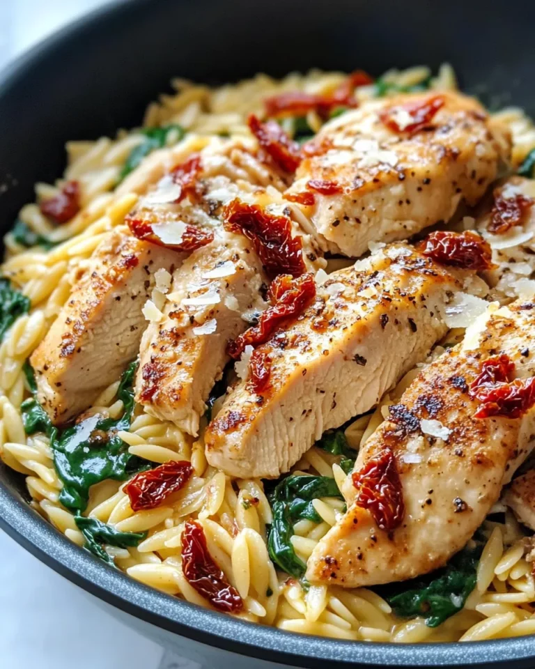 Homemade Creamy Tuscan Chicken Orzo with Sun-Dried Tomatoes recipe photo