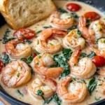 Homemade Creamy Tuscan Shrimp with Garlic Bread Dippers photo