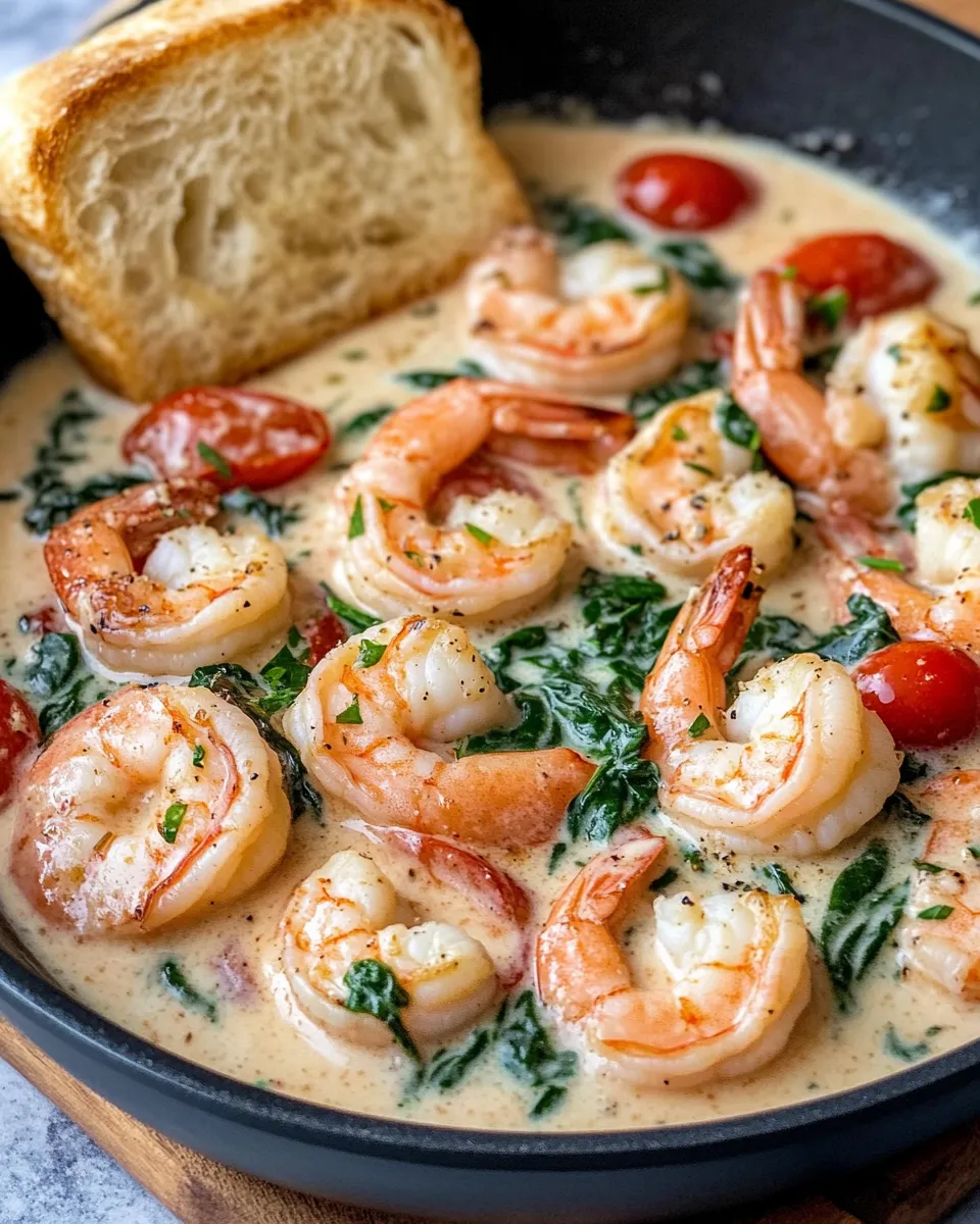Homemade Creamy Tuscan Shrimp with Garlic Bread Dippers photo