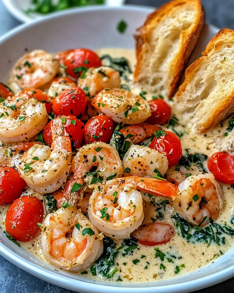 Classic Creamy Tuscan Shrimp with Garlic Bread Dippers image