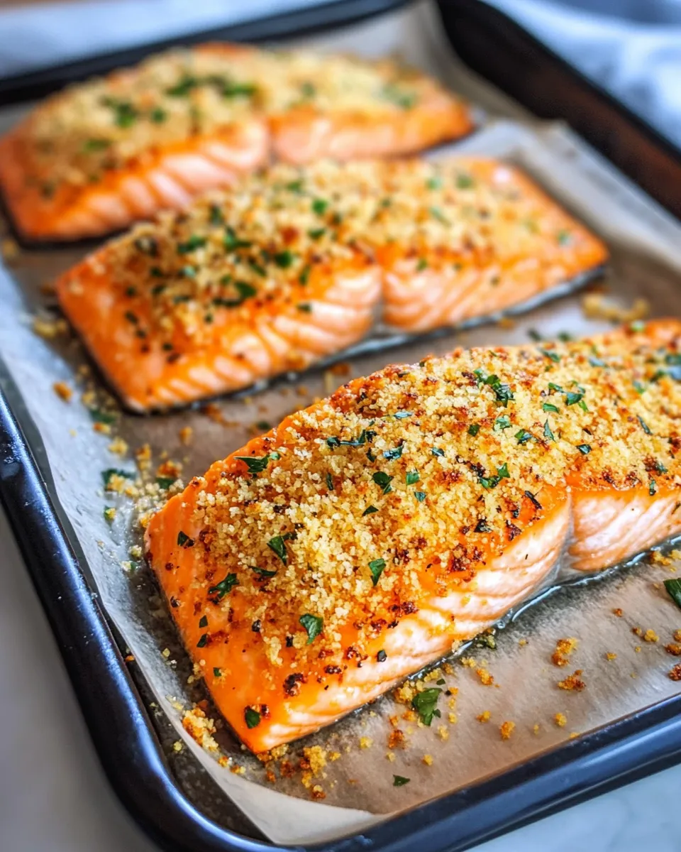Classic Crispy Parmesan Crusted Salmon with Lemon Cream dish photo