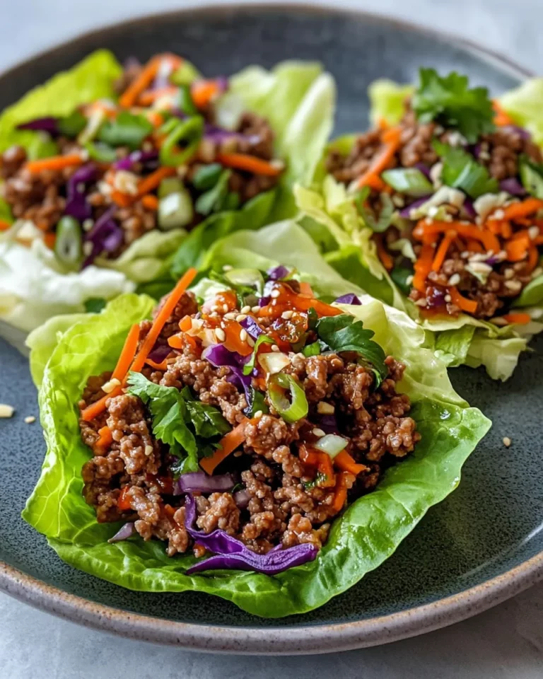 Homemade Firecracker Beef Lettuce Wraps with Crunchy Slaw recipe photo