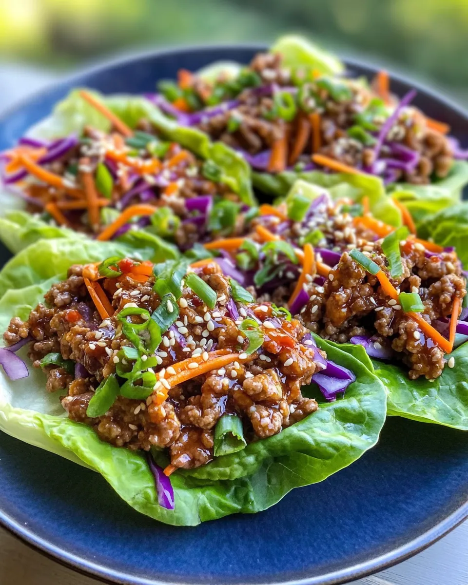 Delicious Firecracker Beef Lettuce Wraps with Crunchy Slaw plate image