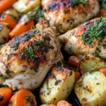 Homemade Garlic Herb Butter Roasted Chicken & Root Veggies photo