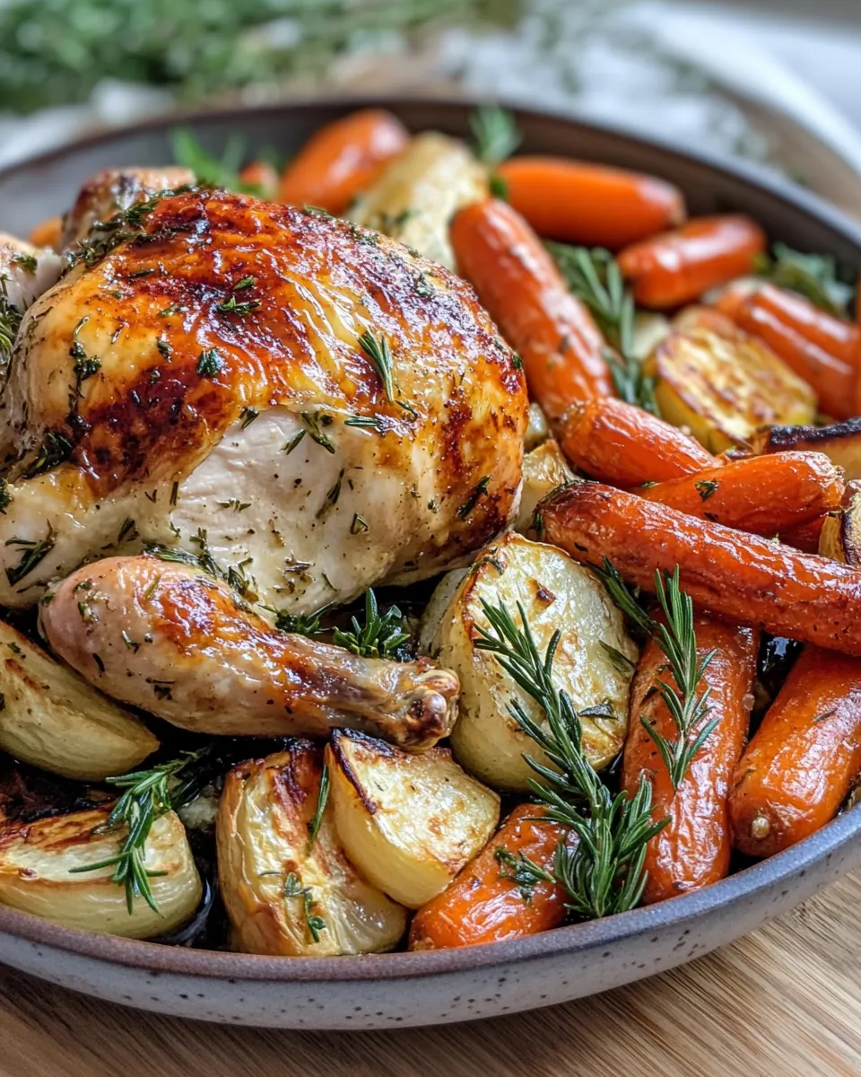 Classic Garlic Herb Butter Roasted Chicken & Root Veggies image