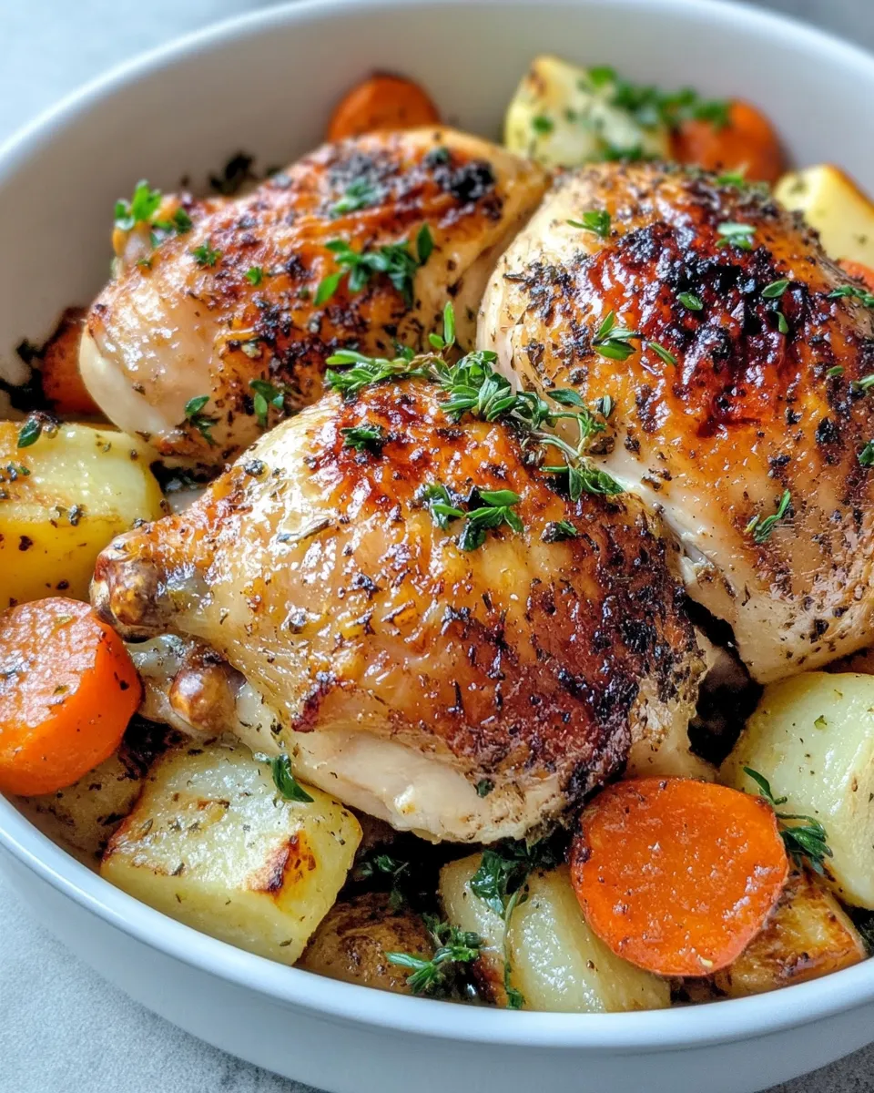 Easy Garlic Herb Butter Roasted Chicken & Root Veggies recipe photo