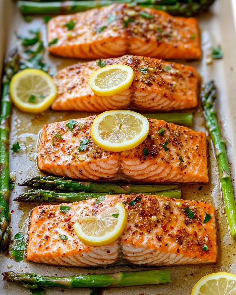 Easy Honey Butter Garlic Salmon Sheet Pan Dinner recipe photo