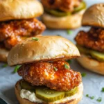 Delicious Honey Butter Hot Chicken Sliders with Pickle Crunch recipe photo