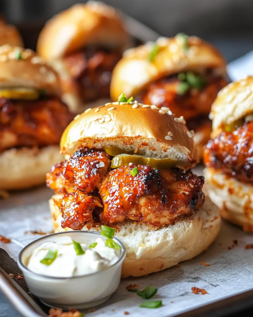 Easy Honey Butter Hot Chicken Sliders with Pickle Crunch food shot
