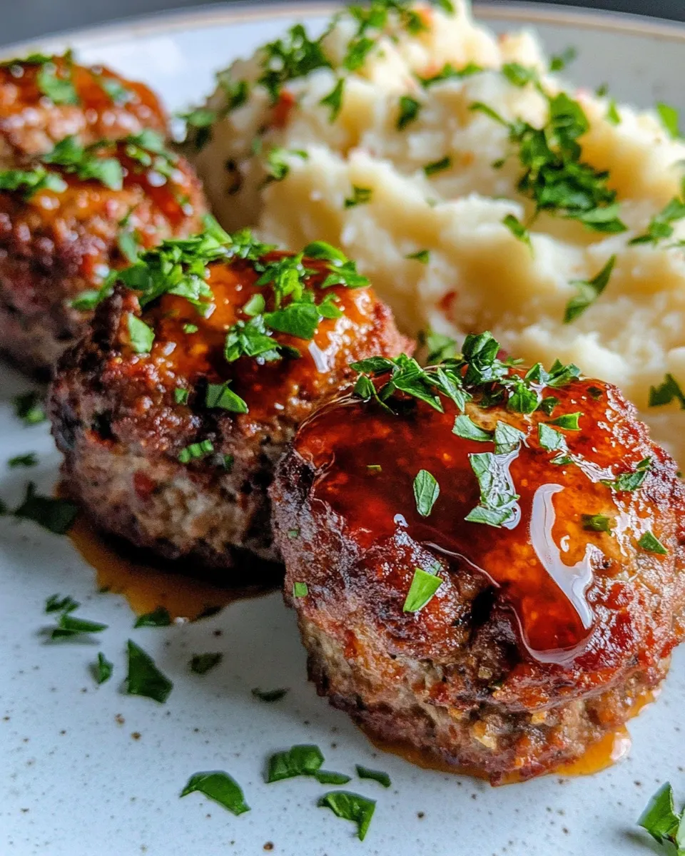 Easy Honey Garlic Glazed Meatloaf Minis with Cheesy Mash recipe photo