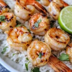 Homemade Honey Garlic Glazed Shrimp Skewers with Lime Rice recipe photo