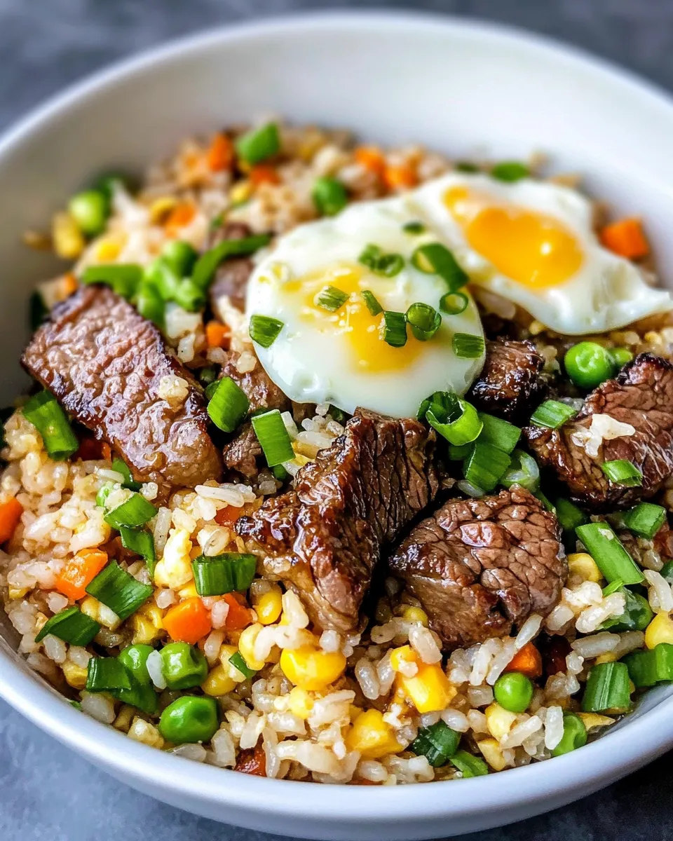 Delicious Honey Garlic Steak Fried Rice with Egg Ribbons picture