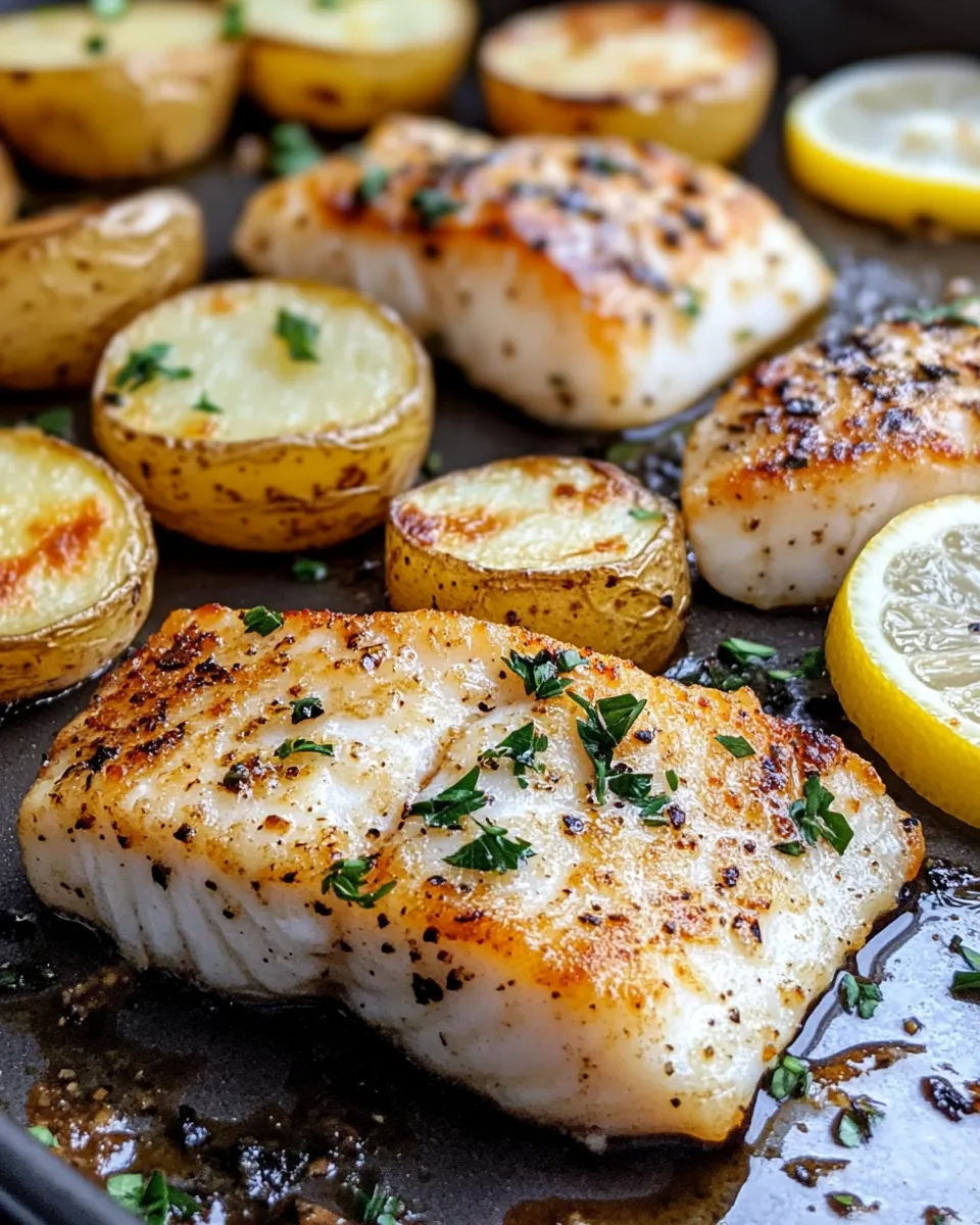 Easy Lemon Garlic Butter Cod with Crispy Potatoes dish photo