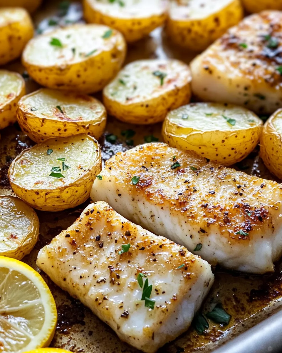 Delicious Lemon Garlic Butter Cod with Crispy Potatoes recipe photo