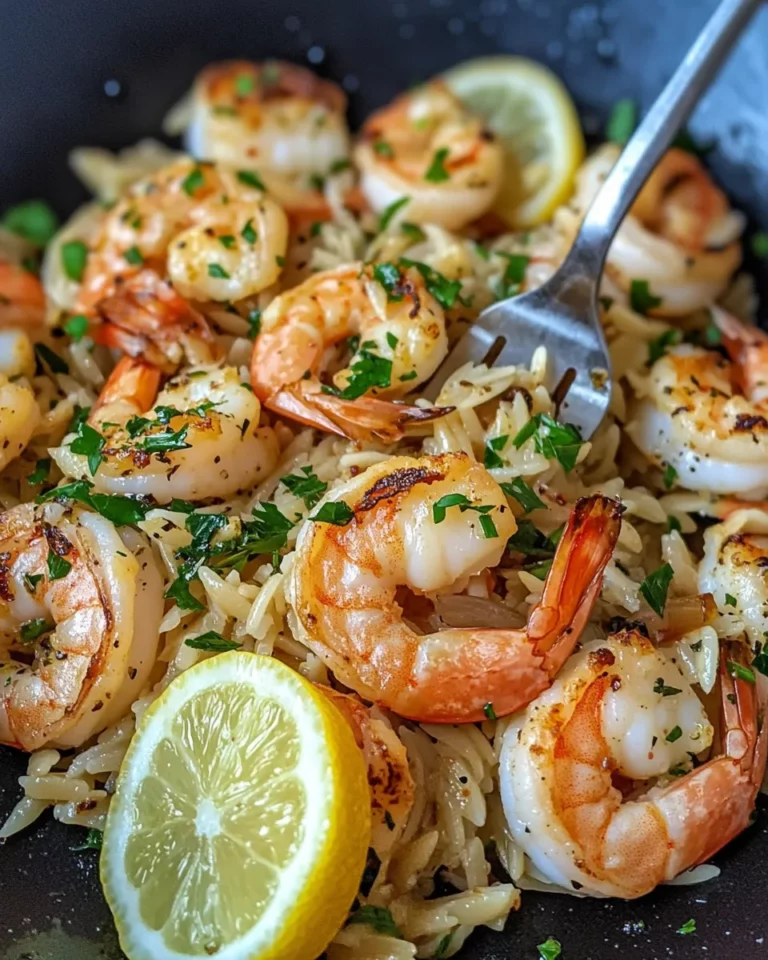 Homemade Lemon Herb Roasted Shrimp with Orzo Pilaf photo