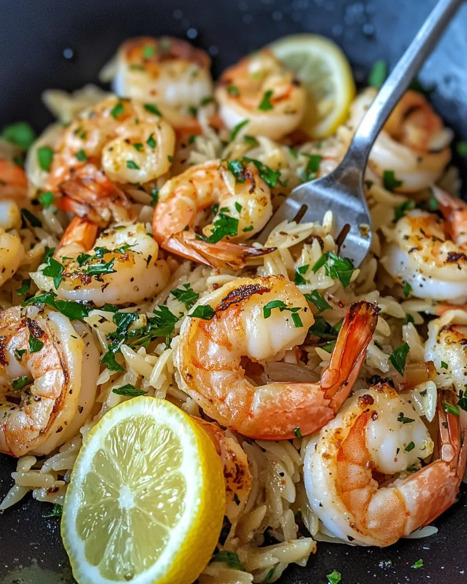 Homemade Lemon Herb Roasted Shrimp with Orzo Pilaf photo