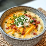 Homemade Loaded Baked Potato Soup with Cheddar and Chives photo