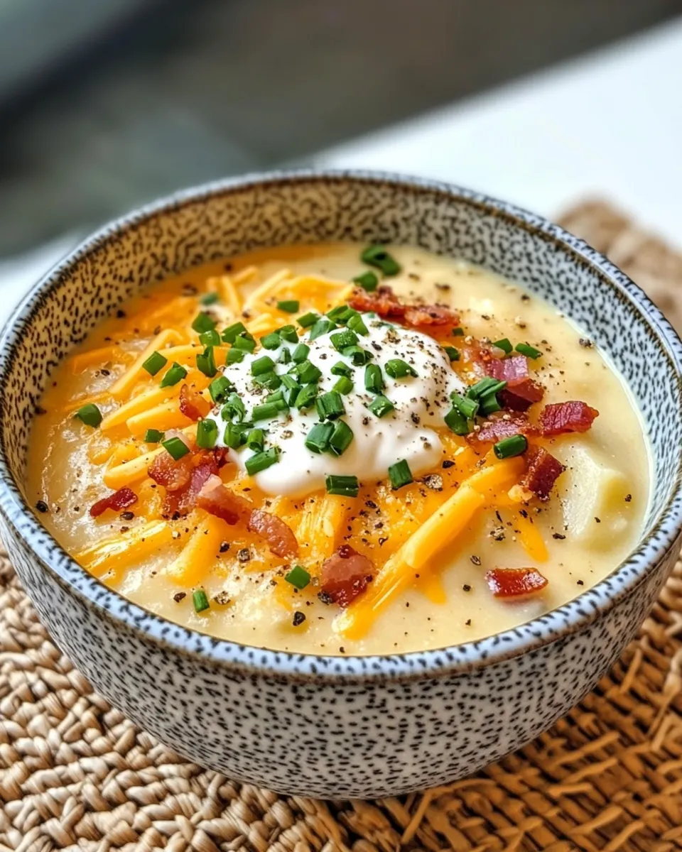 Homemade Loaded Baked Potato Soup with Cheddar and Chives photo