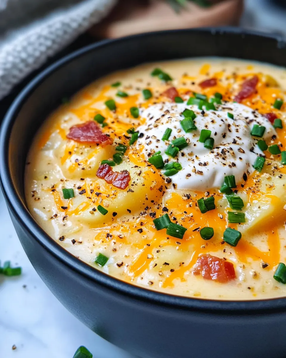 Easy Loaded Baked Potato Soup with Cheddar and Chives recipe photo