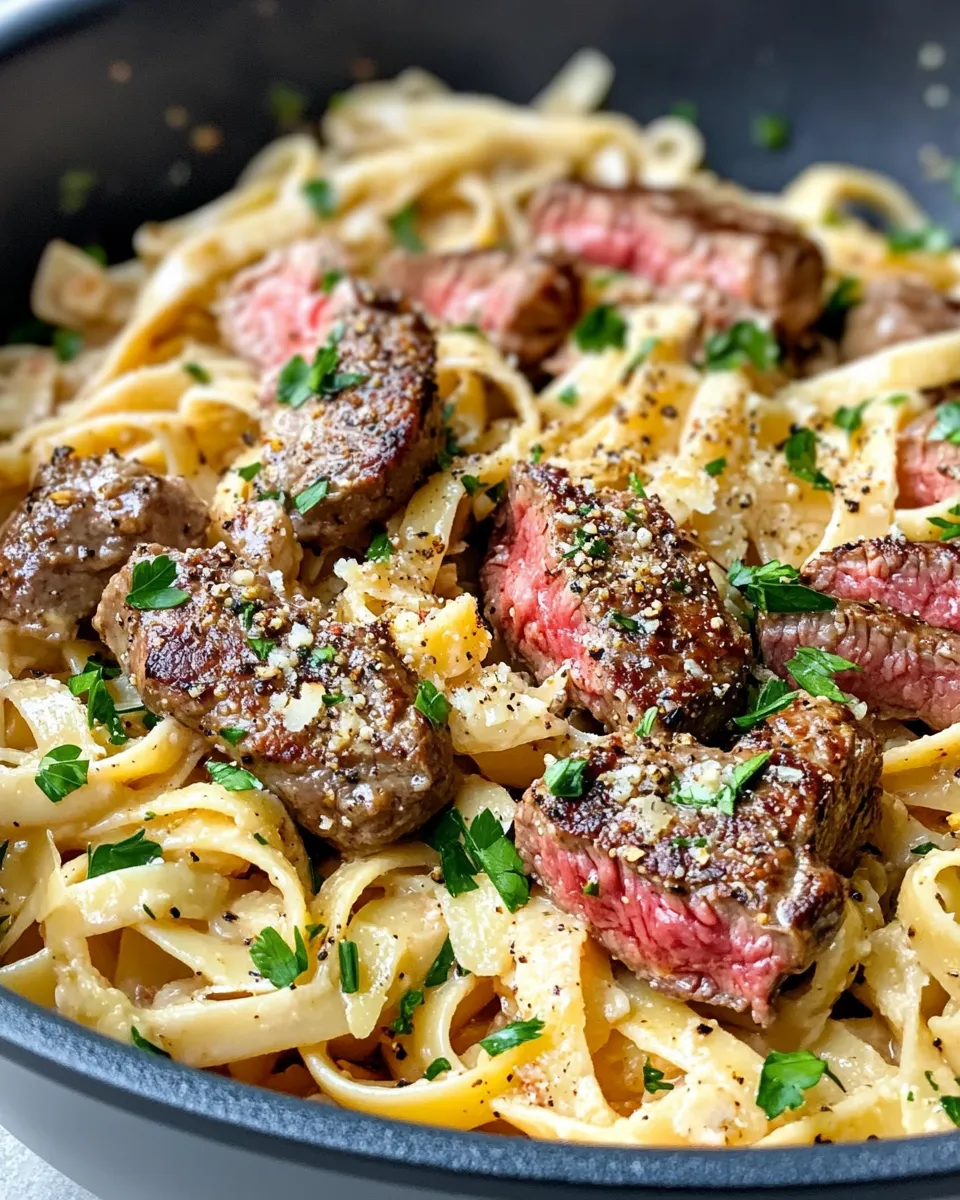 Easy One-Pot Creamy Spicy Garlic Butter Steak & Pasta recipe image
