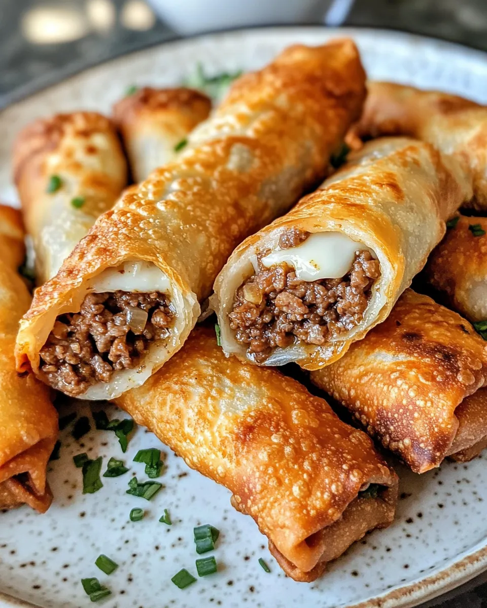 Easy Philly Cheesesteak Eggrolls food shot