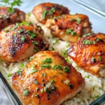 Homemade Smoky Honey Butter Chicken Thighs with Herbed Rice photo