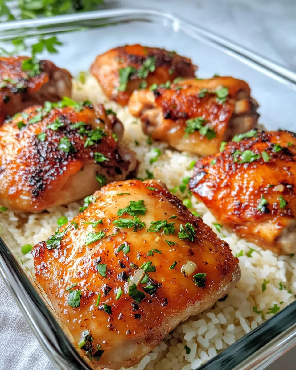 Homemade Smoky Honey Butter Chicken Thighs with Herbed Rice photo