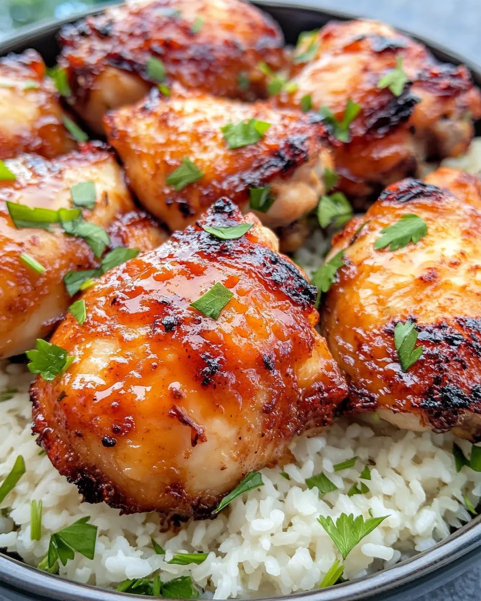 Classic Smoky Honey Butter Chicken Thighs with Herbed Rice recipe image