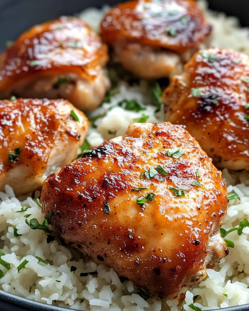 Easy Smoky Honey Butter Chicken Thighs with Herbed Rice dish photo