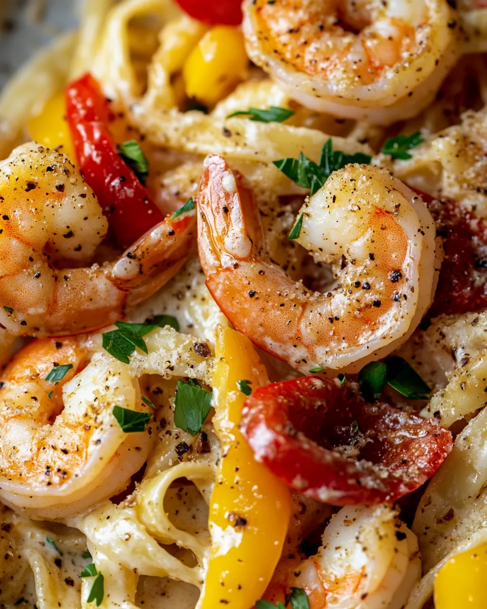 Easy Spicy Cajun Shrimp Alfredo with Blackened Peppers recipe photo