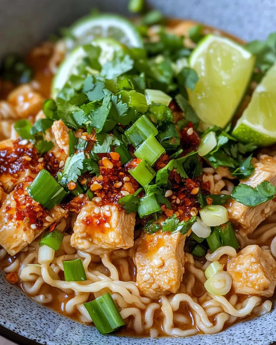 Classic Spicy Peanut Chicken Ramen with Lime and Scallions recipe image