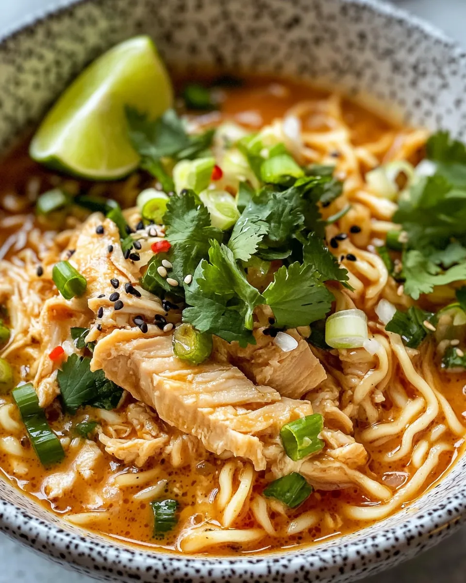 Easy Spicy Peanut Chicken Ramen with Lime and Scallions dish photo