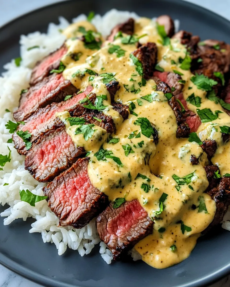 Homemade Steak and Queso with Rice dish photo