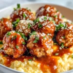 Homemade Sticky BBQ Chicken Meatballs with Cheesy Polenta photo
