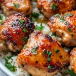 Homemade Sticky Maple Dijon Chicken Thighs with Herb Rice photo