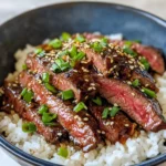 Homemade Sticky Mongolian Beef with Scallion Rice recipe photo