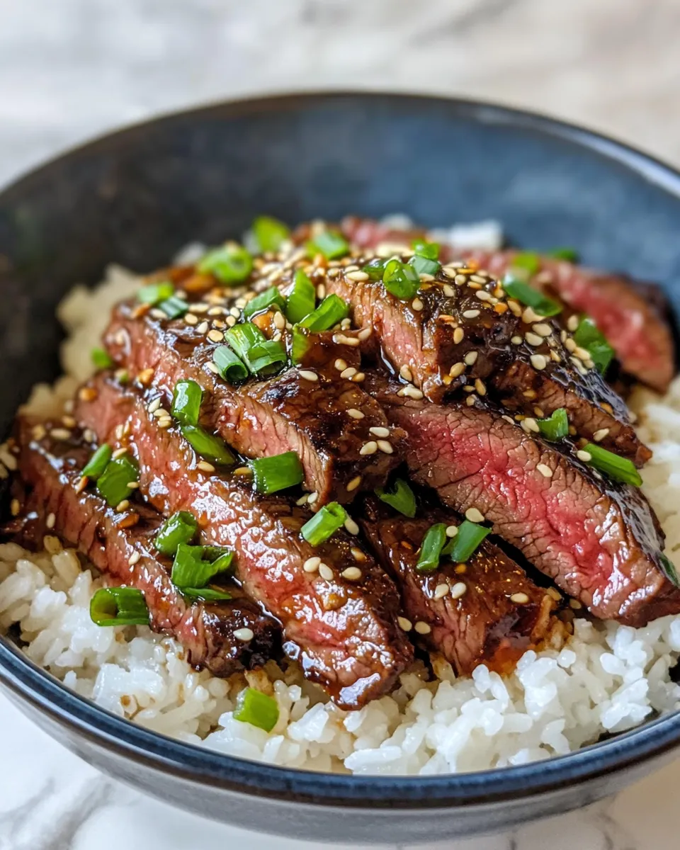 Homemade Sticky Mongolian Beef with Scallion Rice recipe photo