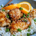 Homemade Sticky Orange Ginger Chicken with Sesame Rice recipe photo